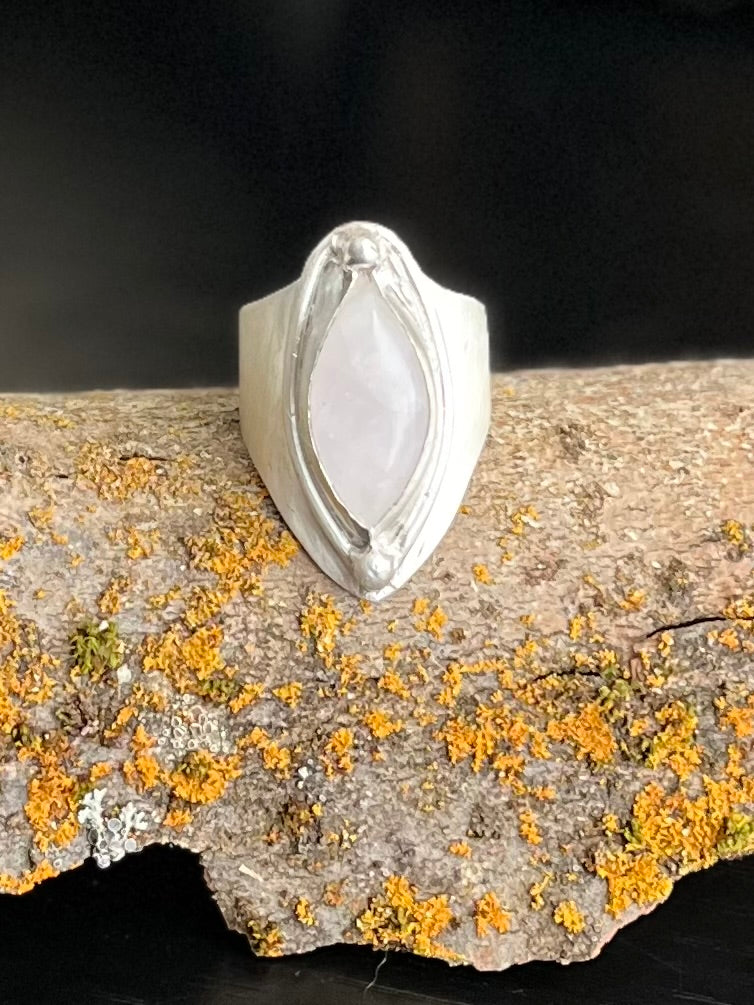 Marquise quartz sterling silver ring