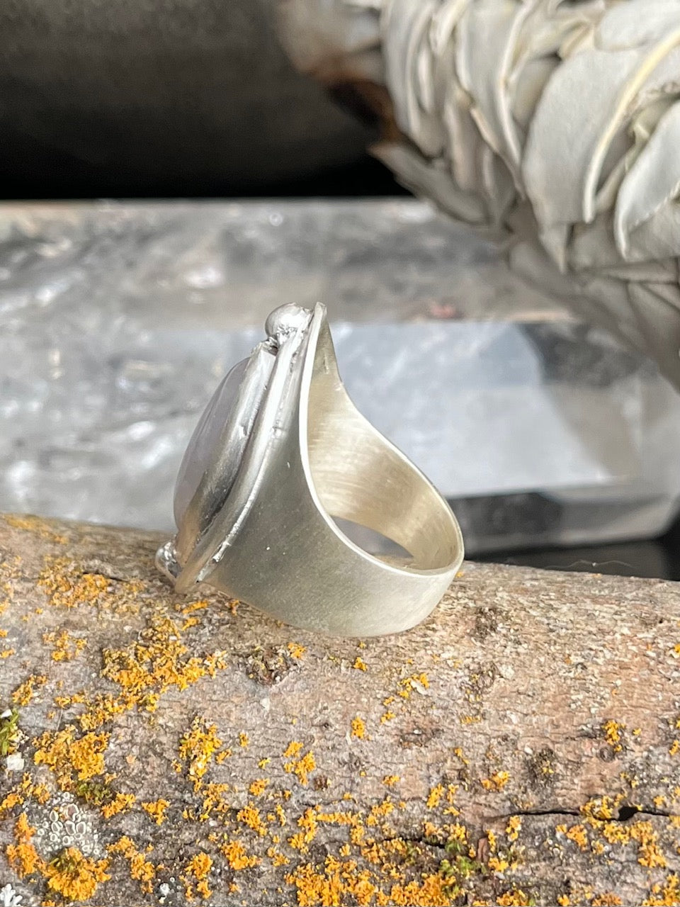 Marquise quartz sterling silver ring
