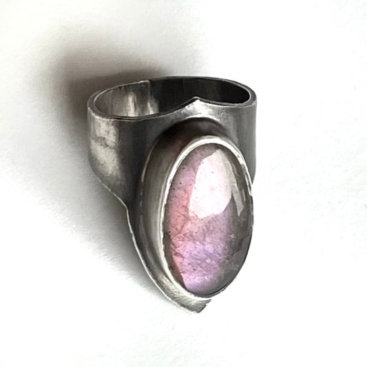 Lavender labradorite sterling silver ring